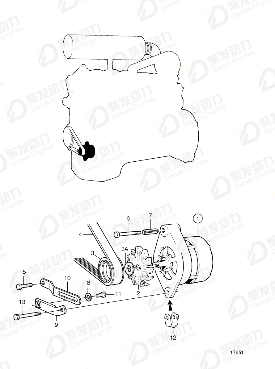 volvo penta Drive belt 3581460 Drawing volvo penta Drive belt 3581460 Drawing